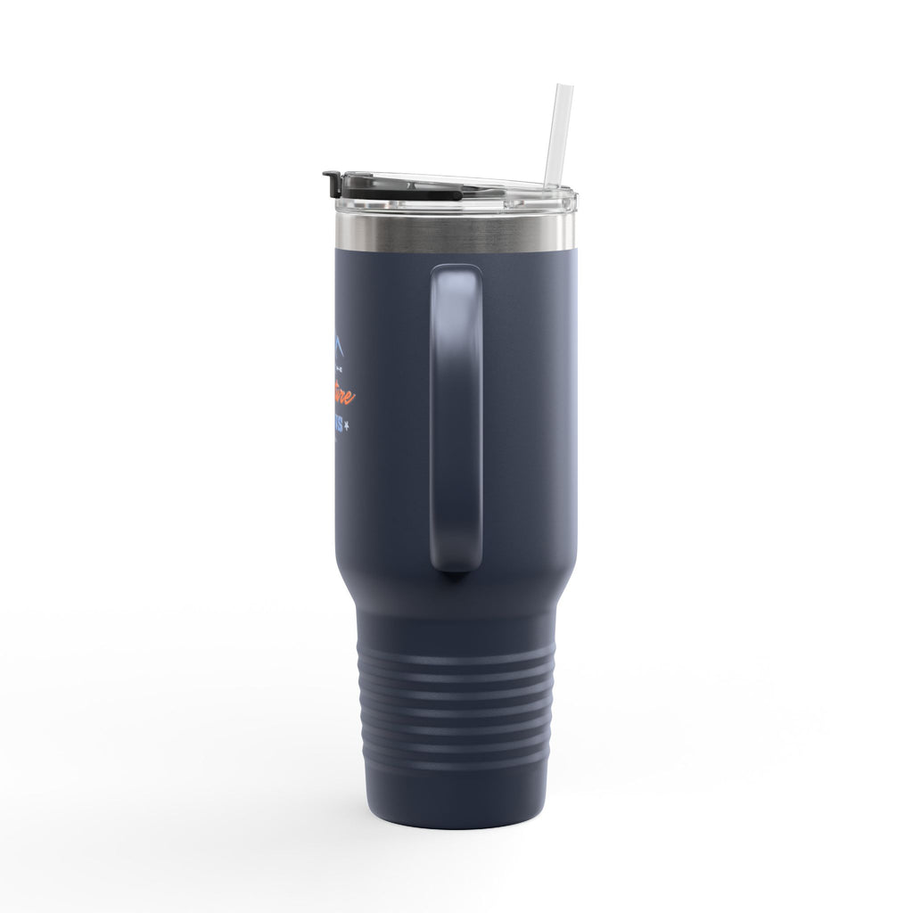 40oz Insulated Travel Mug — “The Adventure Begins” Mountain Stainless Tumbler