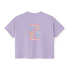 Summer Vibes Boxy Tee – Pastel Abstract Back Graphic