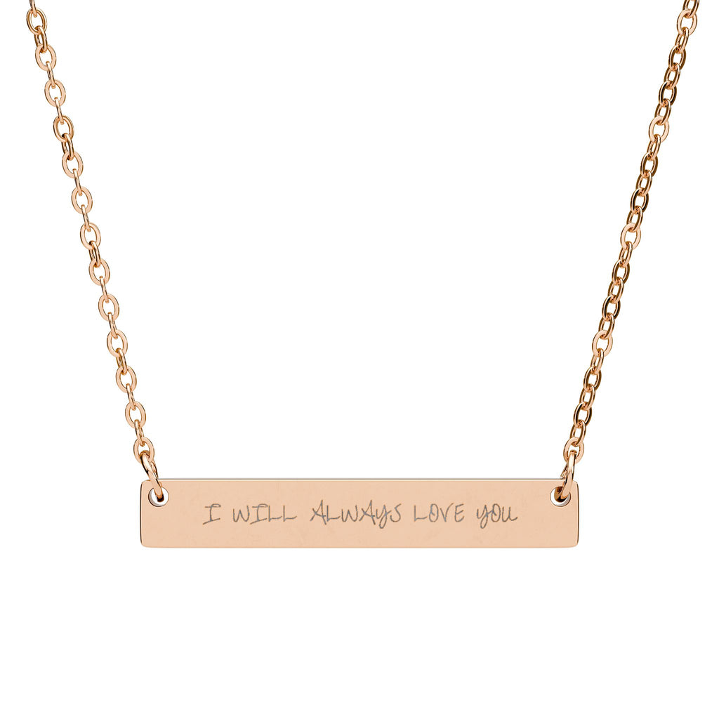 Engravable Horizontal Bar Necklace — Personalized Morse Code Pendant