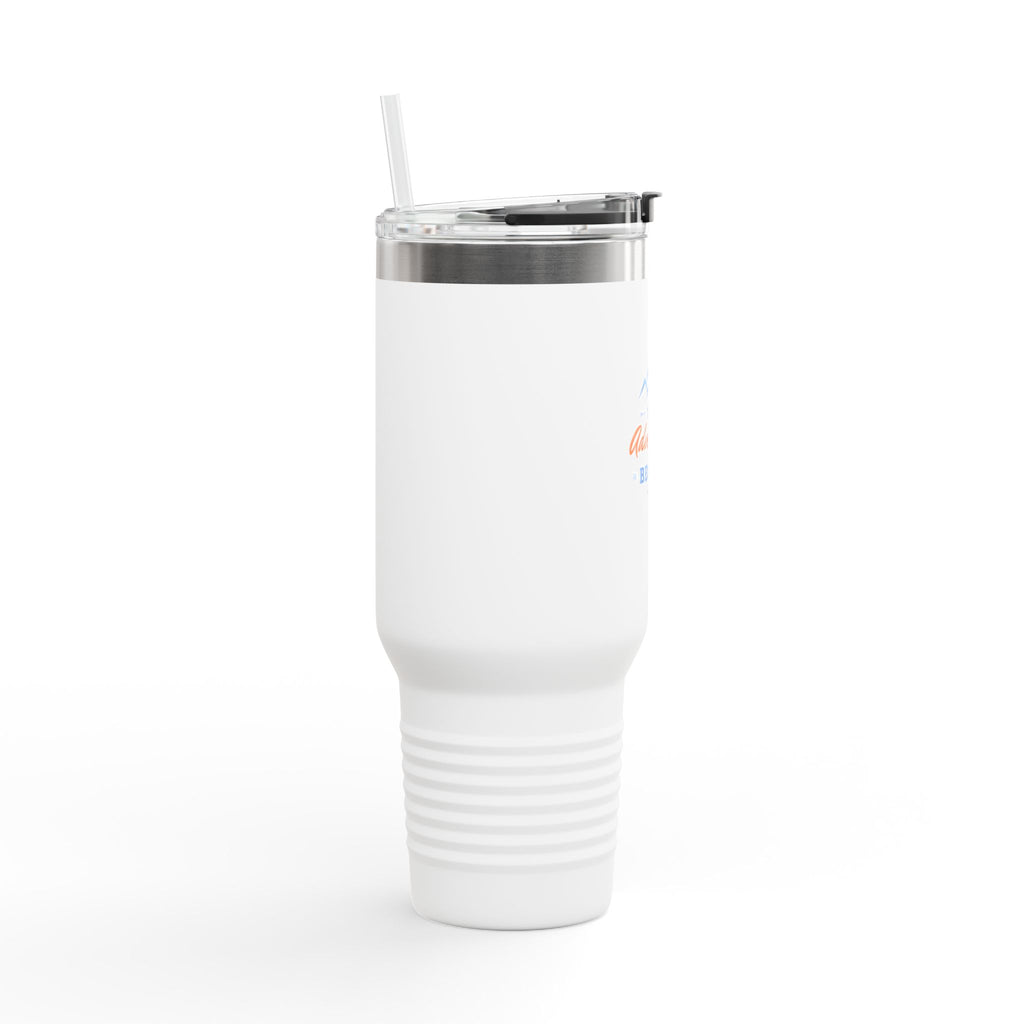 40oz Insulated Travel Mug — “The Adventure Begins” Mountain Stainless Tumbler