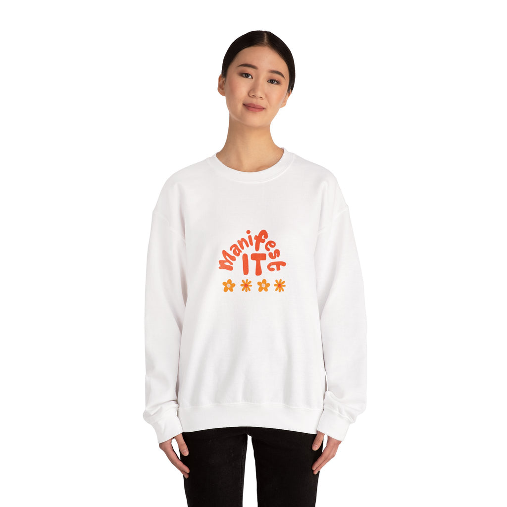 Manifest It Sweatshirt — Retro Flower Graphic Crewneck