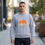 Hello Sunshine Crewneck Sweatshirt — Retro Sunset Cactus Graphic