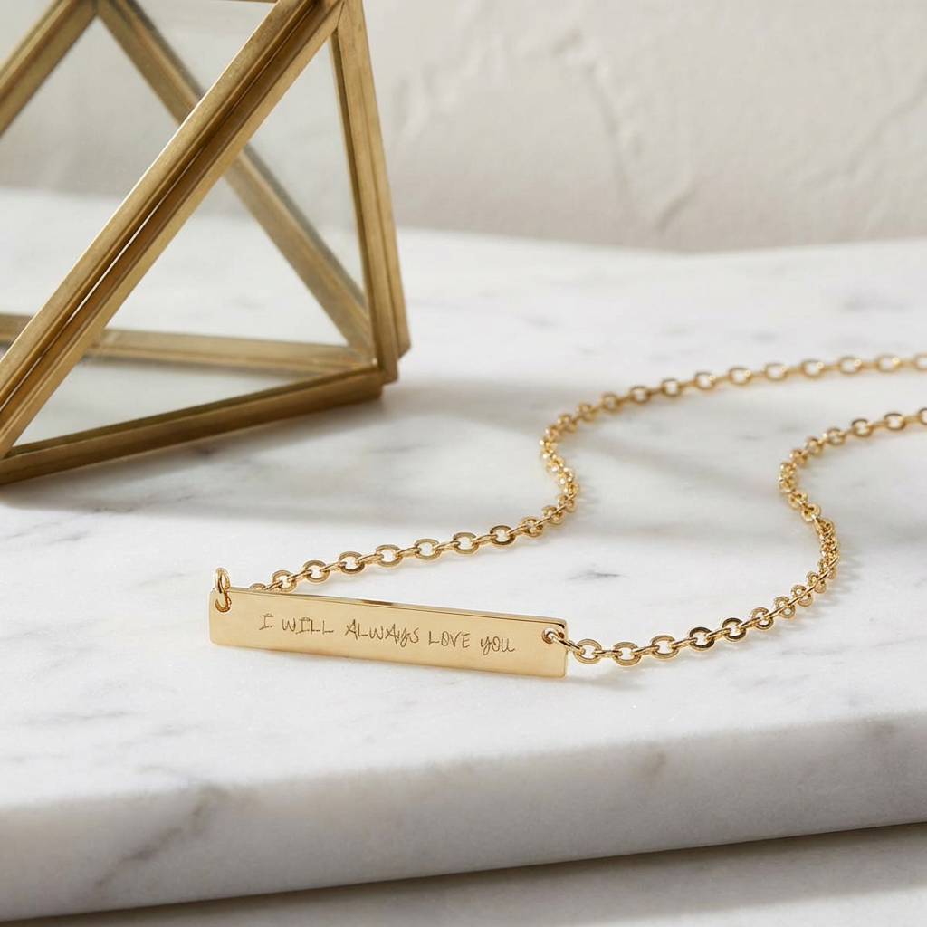 Engravable Horizontal Bar Necklace — Personalized Morse Code Pendant
