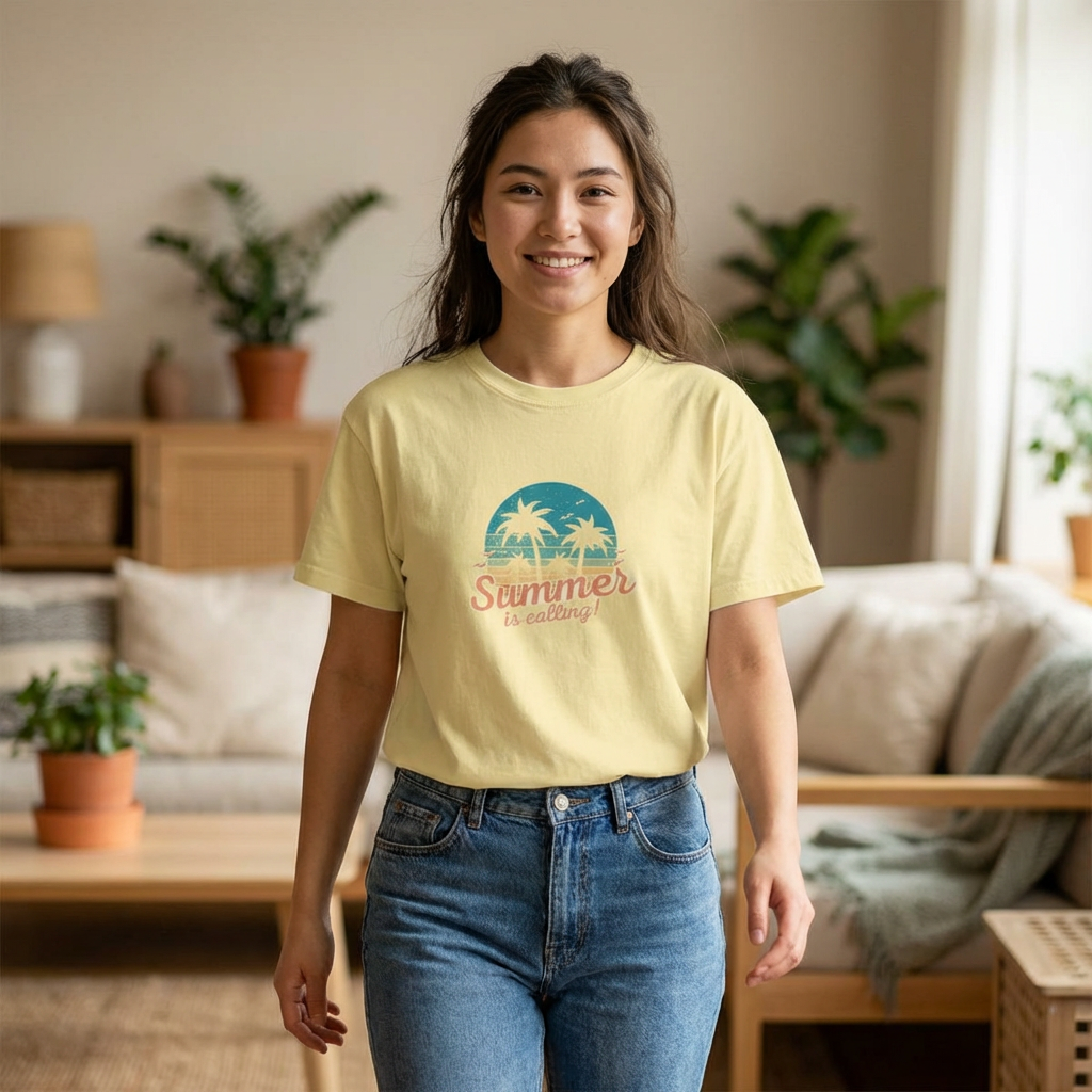 Summer Is Calling Women's Boxy Tee — Retro Palm Beach Vacation Tee