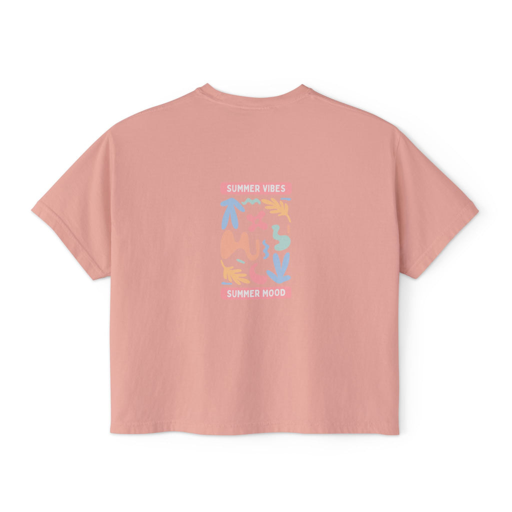 Summer Vibes Boxy Tee – Pastel Abstract Back Graphic