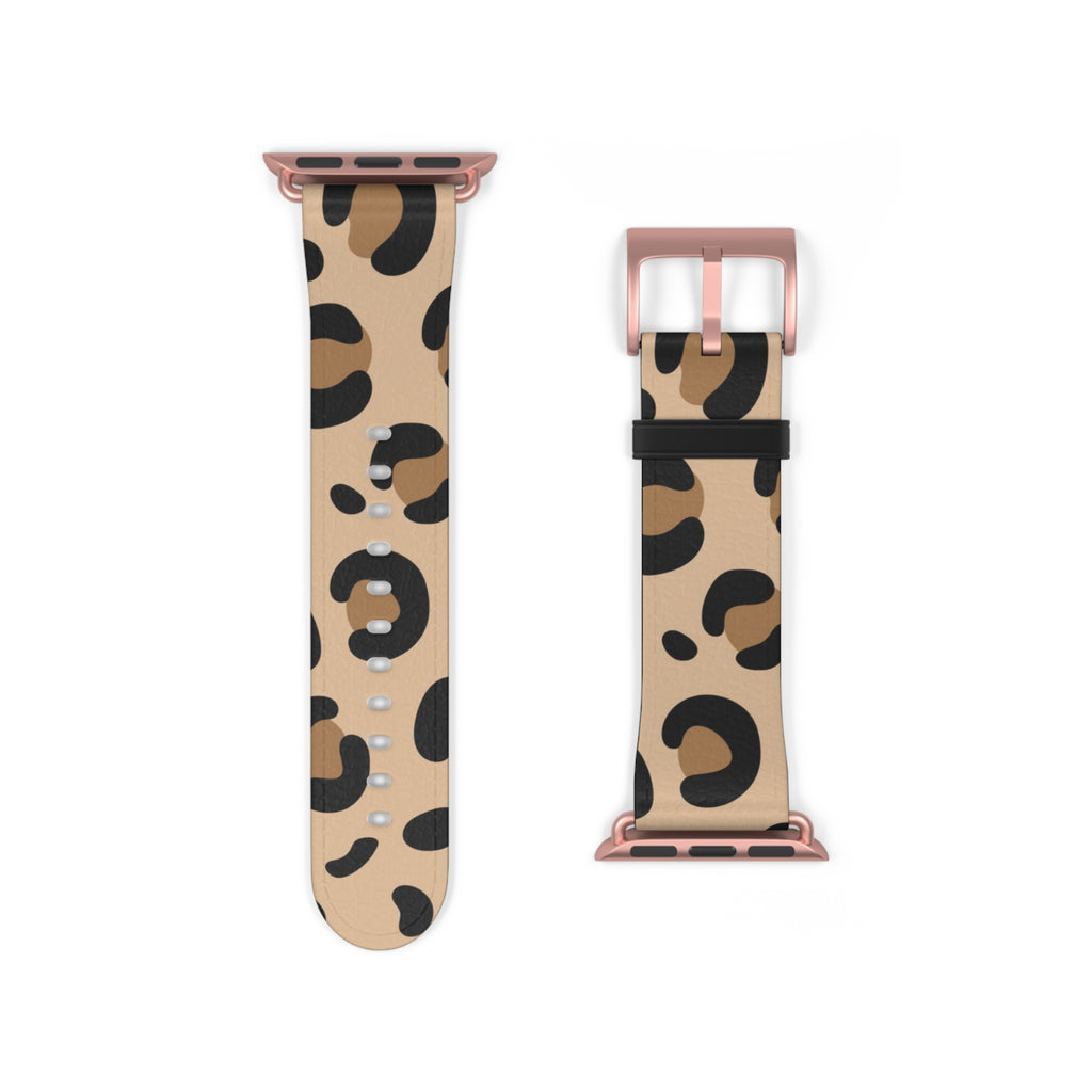 Leopard Print Silicone Watch Band — Beige Animal Pattern Apple/Smartwatch Strap