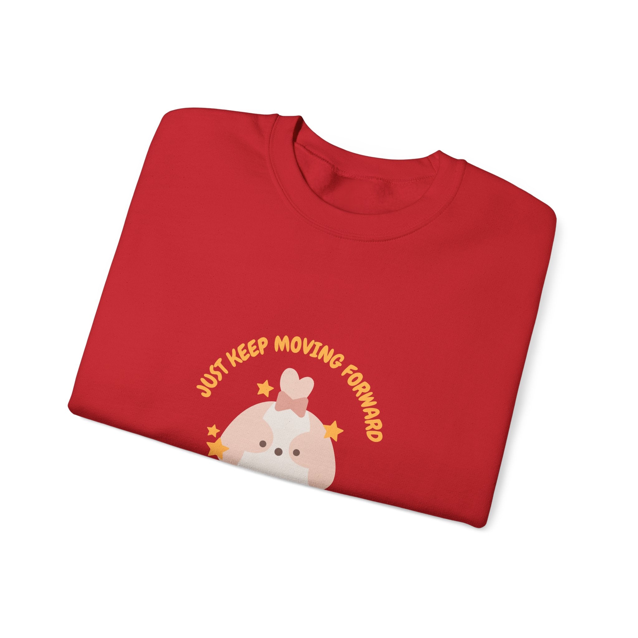 Crewneck Sweatshirt — Cute Kawaii Stars Design "Just Keep Moving Forward"