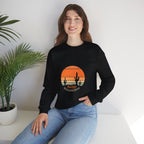 Hello Sunshine Crewneck Sweatshirt — Retro Sunset Cactus Graphic