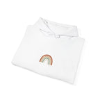 Neutral muted rainbow hoodie | boho rainbow arc, desert arc design