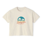 Summer Is Calling Women's Boxy Tee — Retro Palm Beach Vacation Tee