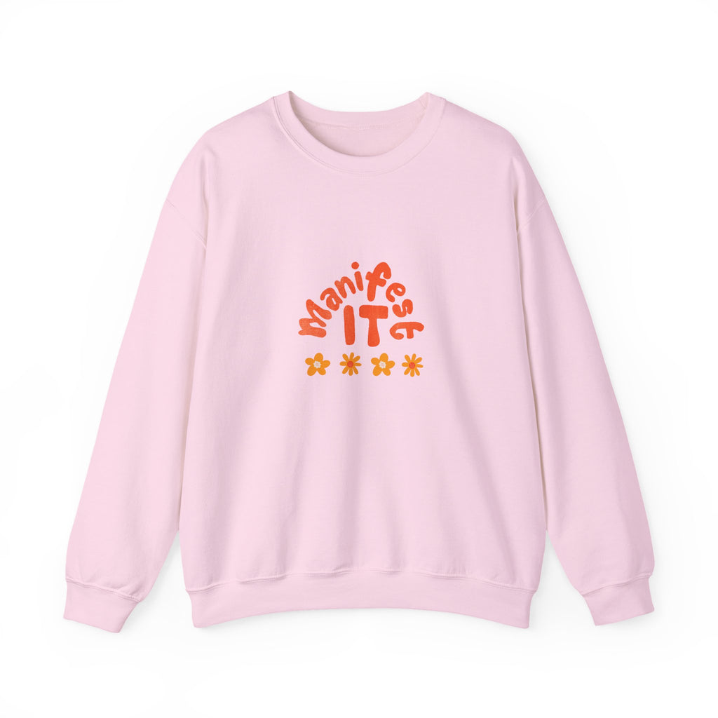 Manifest It Sweatshirt — Retro Flower Graphic Crewneck