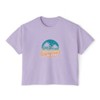 Summer Is Calling Women's Boxy Tee — Retro Palm Beach Vacation Tee