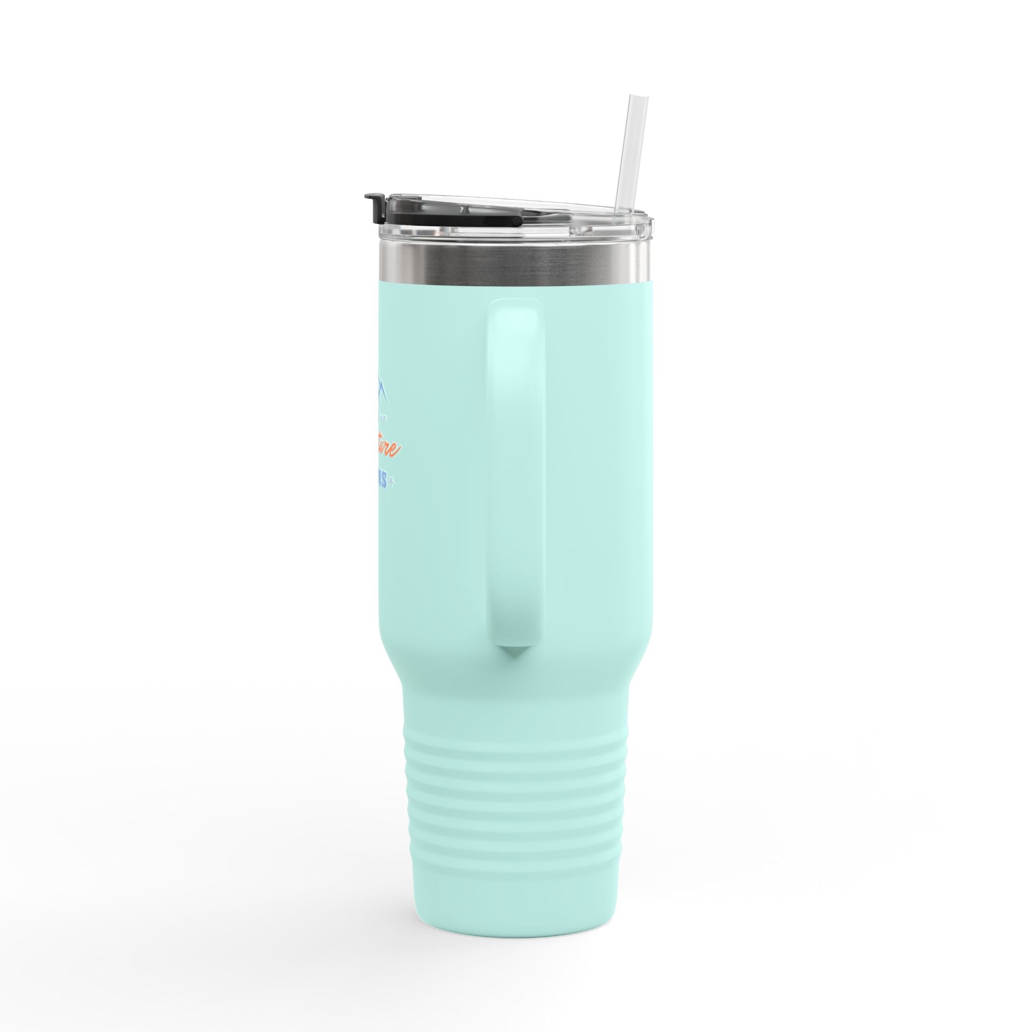 40oz Insulated Travel Mug — “The Adventure Begins” Mountain Stainless Tumbler