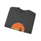 Hello Sunshine Crewneck Sweatshirt — Retro Sunset Cactus Graphic