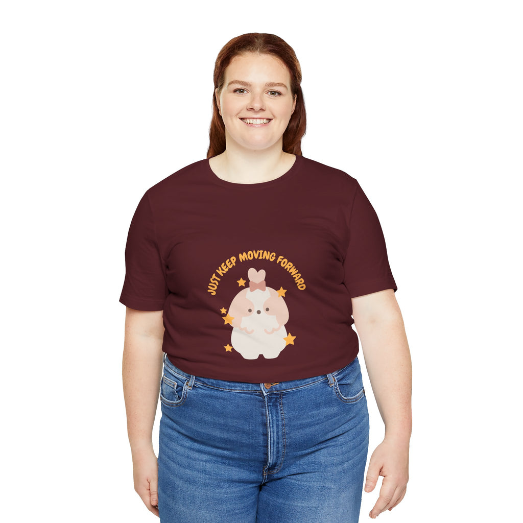 Cute Kawaii Bunny Tee — "Just Keep Moving Forward" Graphic T-Shirt