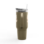 40oz Insulated Travel Mug Tumbler— Cute Kawaii Kitten Holding Heart