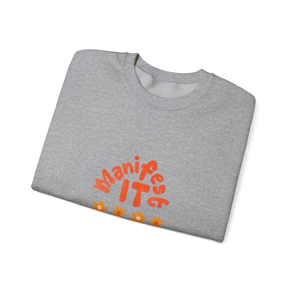 Manifest It Sweatshirt — Retro Flower Graphic Crewneck