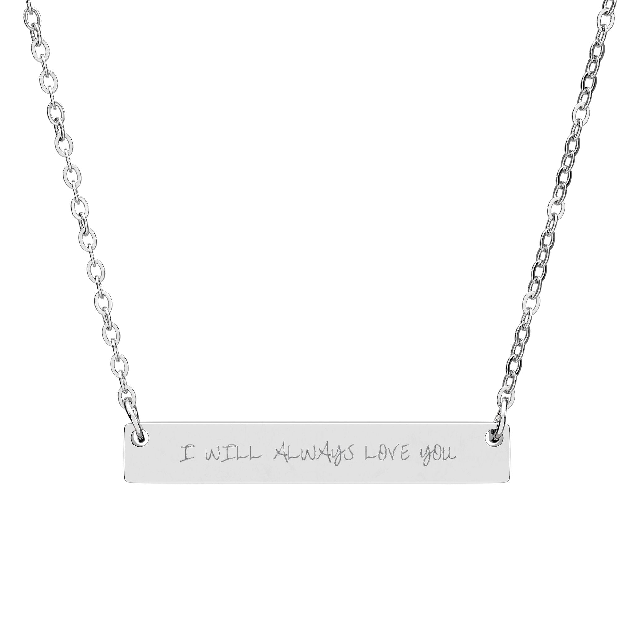 Engravable Horizontal Bar Necklace — Personalized Morse Code Pendant