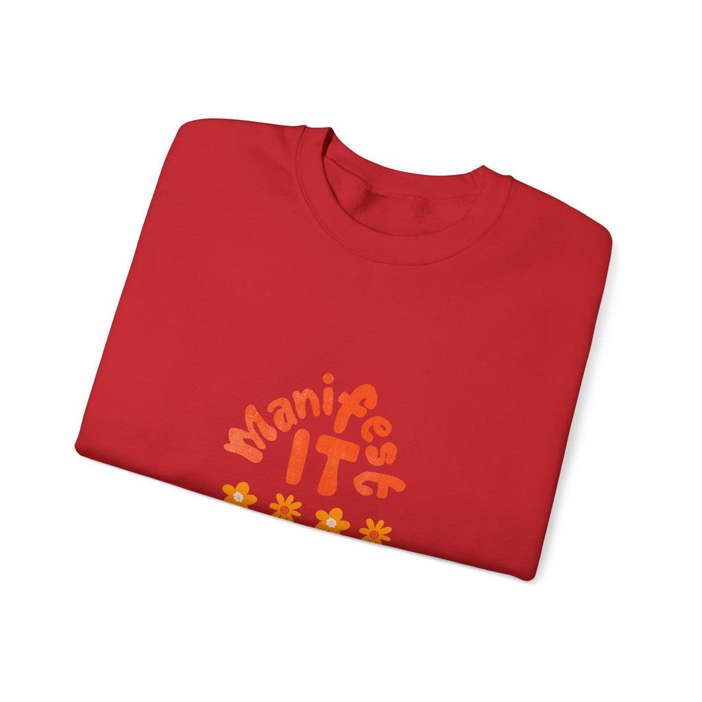 Manifest It Sweatshirt — Retro Flower Graphic Crewneck