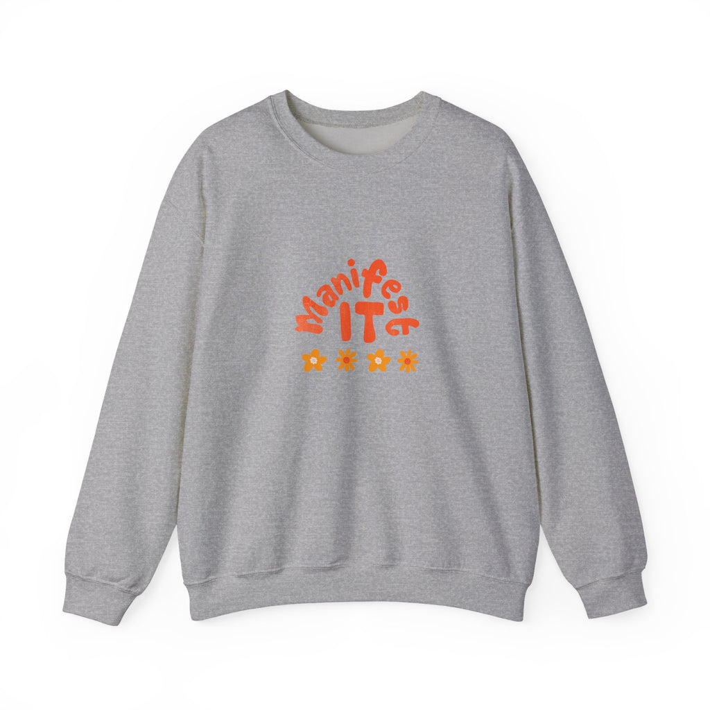 Manifest It Sweatshirt — Retro Flower Graphic Crewneck