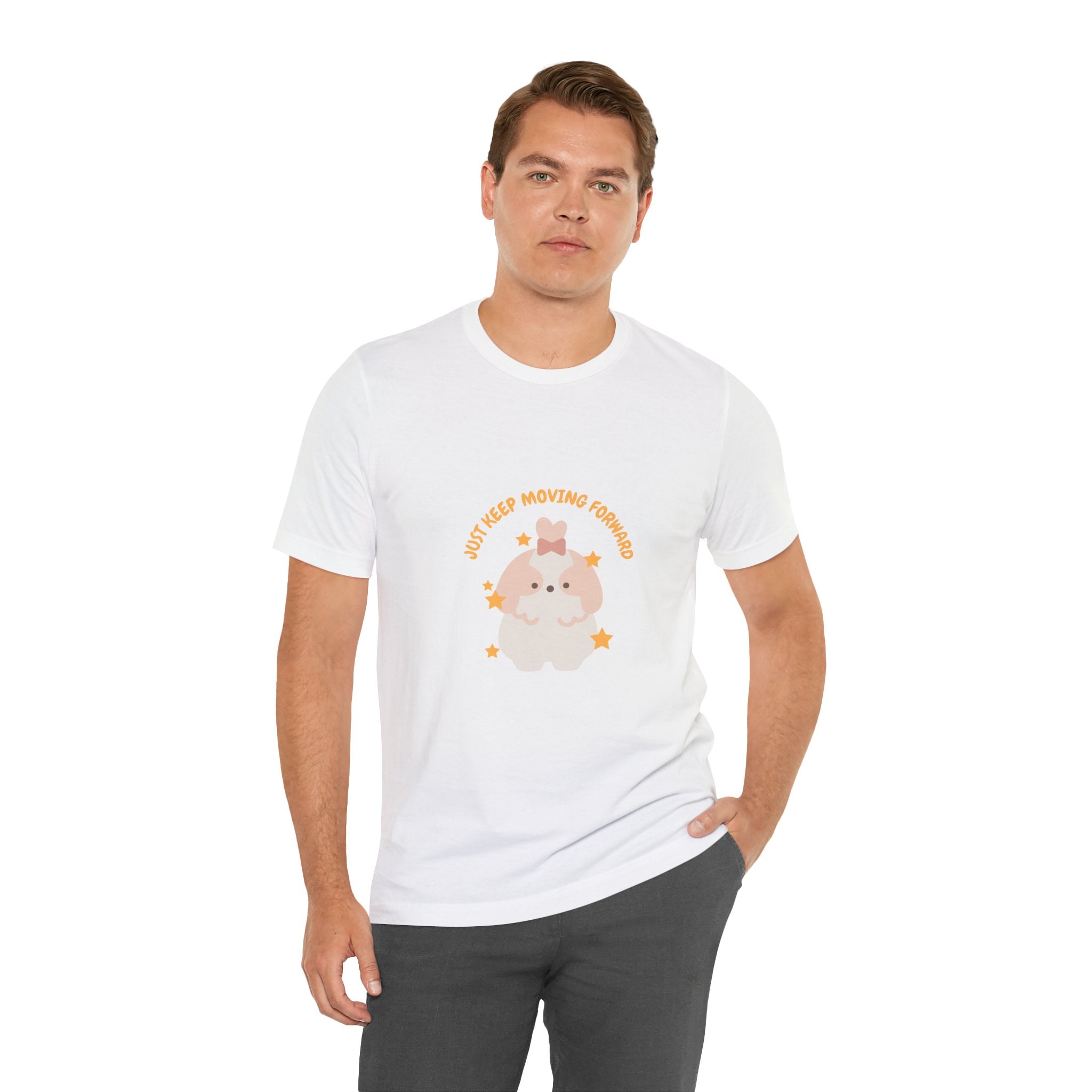 Cute Kawaii Bunny Tee — "Just Keep Moving Forward" Graphic T-Shirt