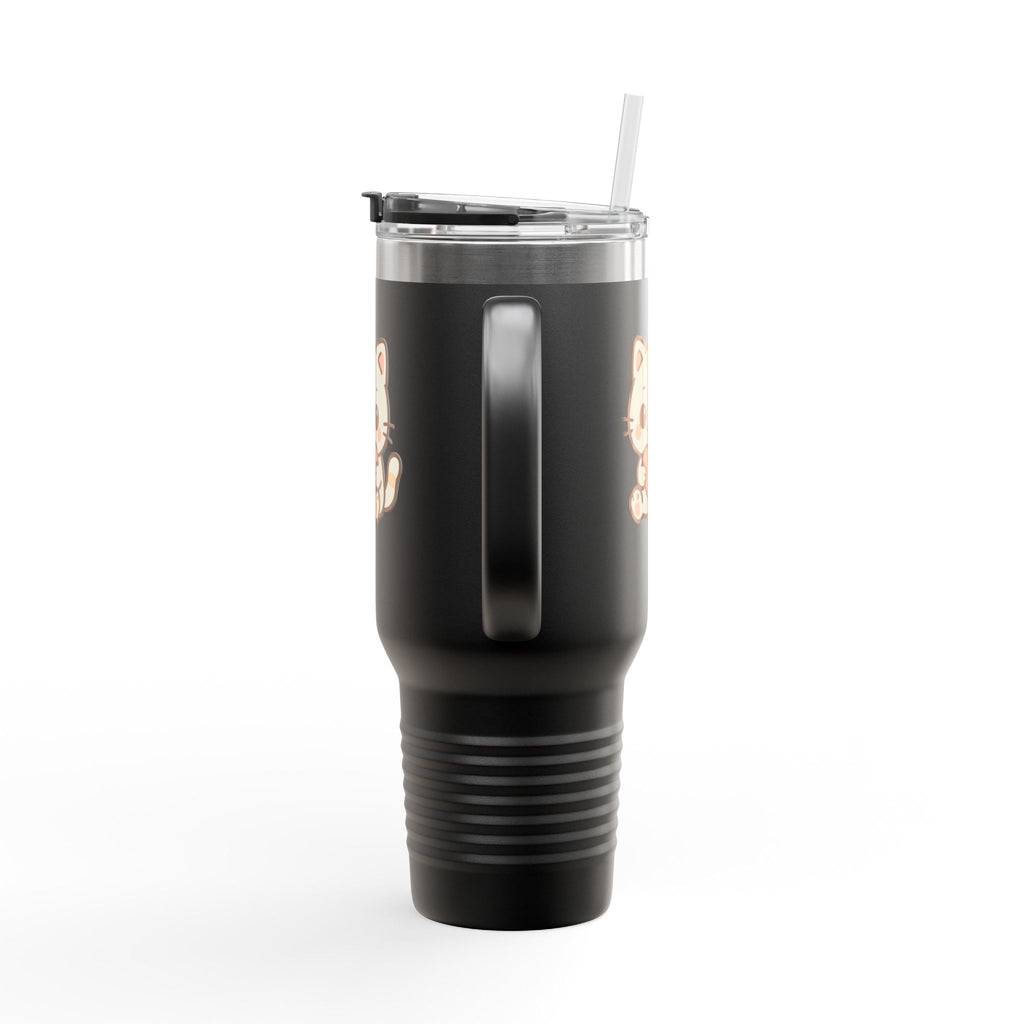 40oz Insulated Travel Mug Tumbler— Cute Kawaii Kitten Holding Heart