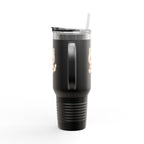 40oz Insulated Travel Mug Tumbler— Cute Kawaii Kitten Holding Heart