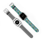 watch band with floral monstera print front