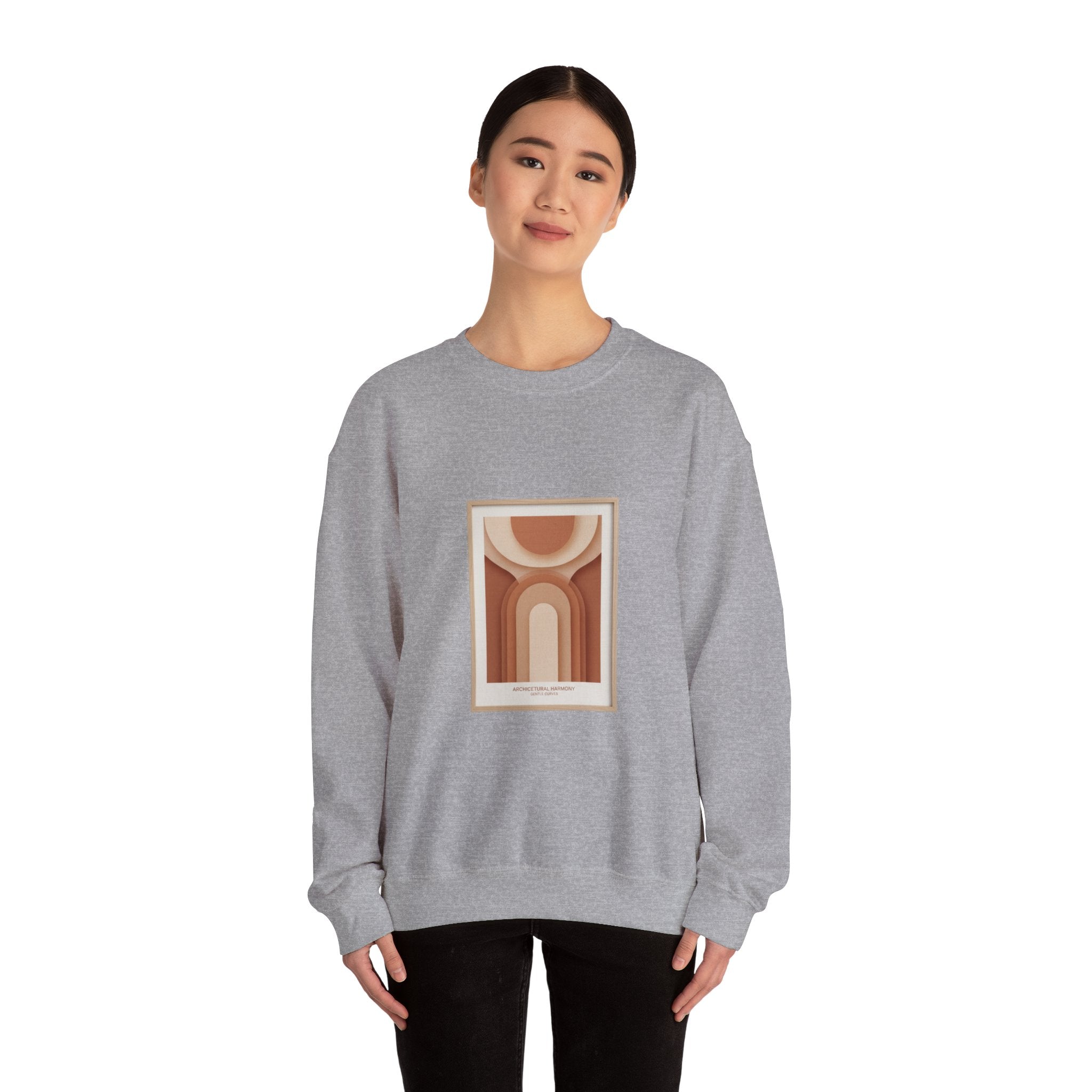 Terracotta Arch Abstract Sweatshirt | warm neutral shapes, clay tone art