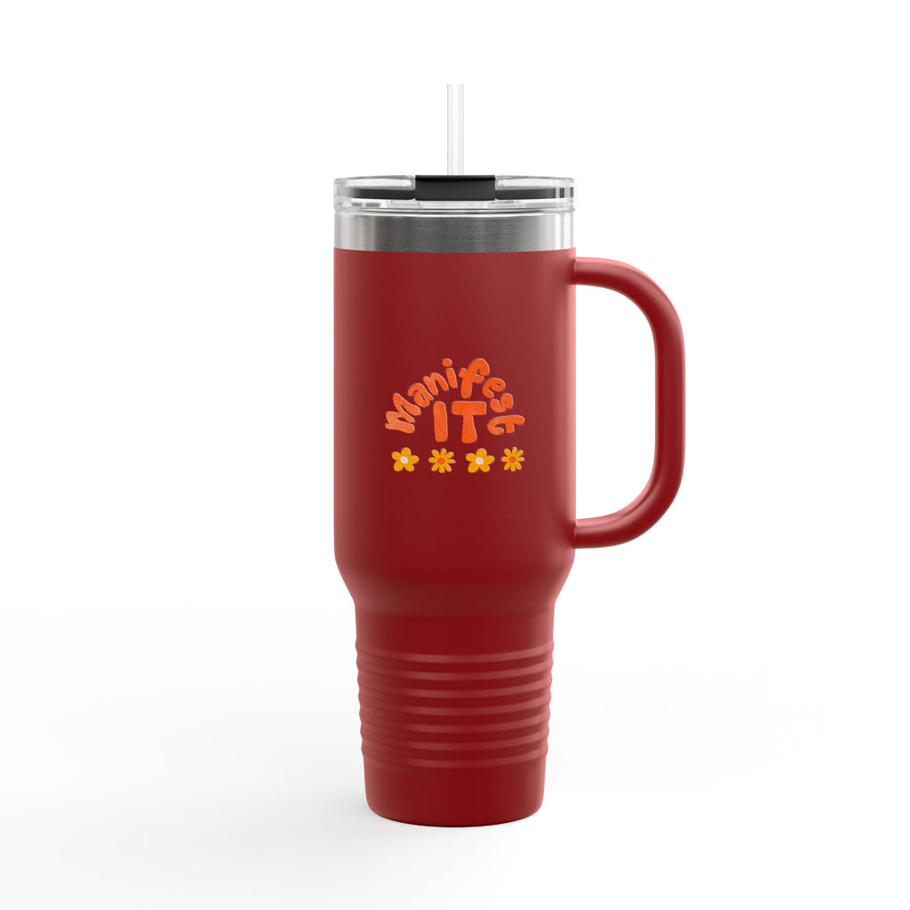 Insulated Travel Mug — "Manifest It" 40oz Tumbler with Lid & Straw