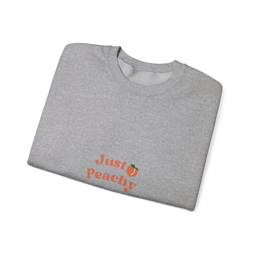Just Peachy Crewneck Sweatshirt — Cute Peach Graphic Pullover
