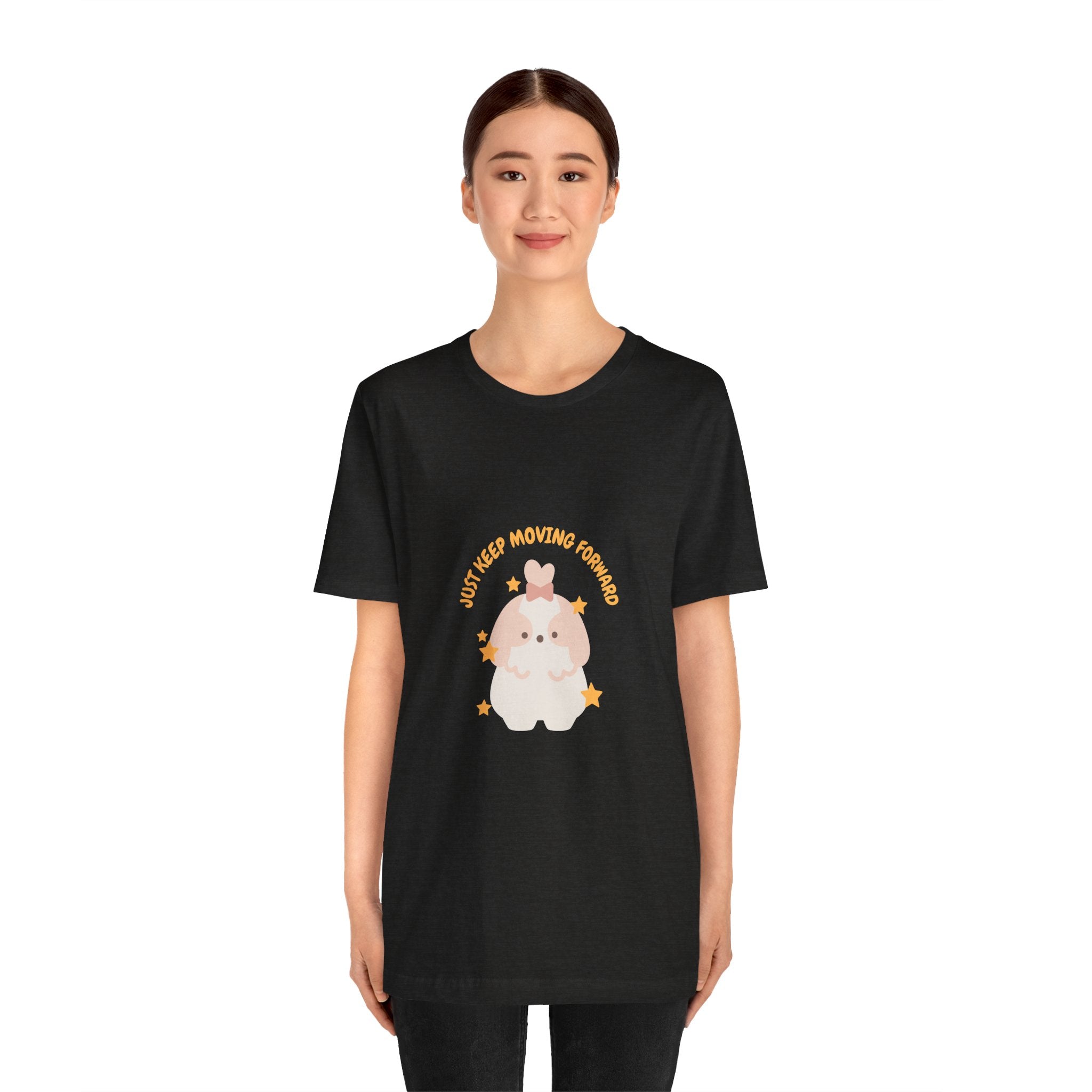 Cute Kawaii Bunny Tee — "Just Keep Moving Forward" Graphic T-Shirt