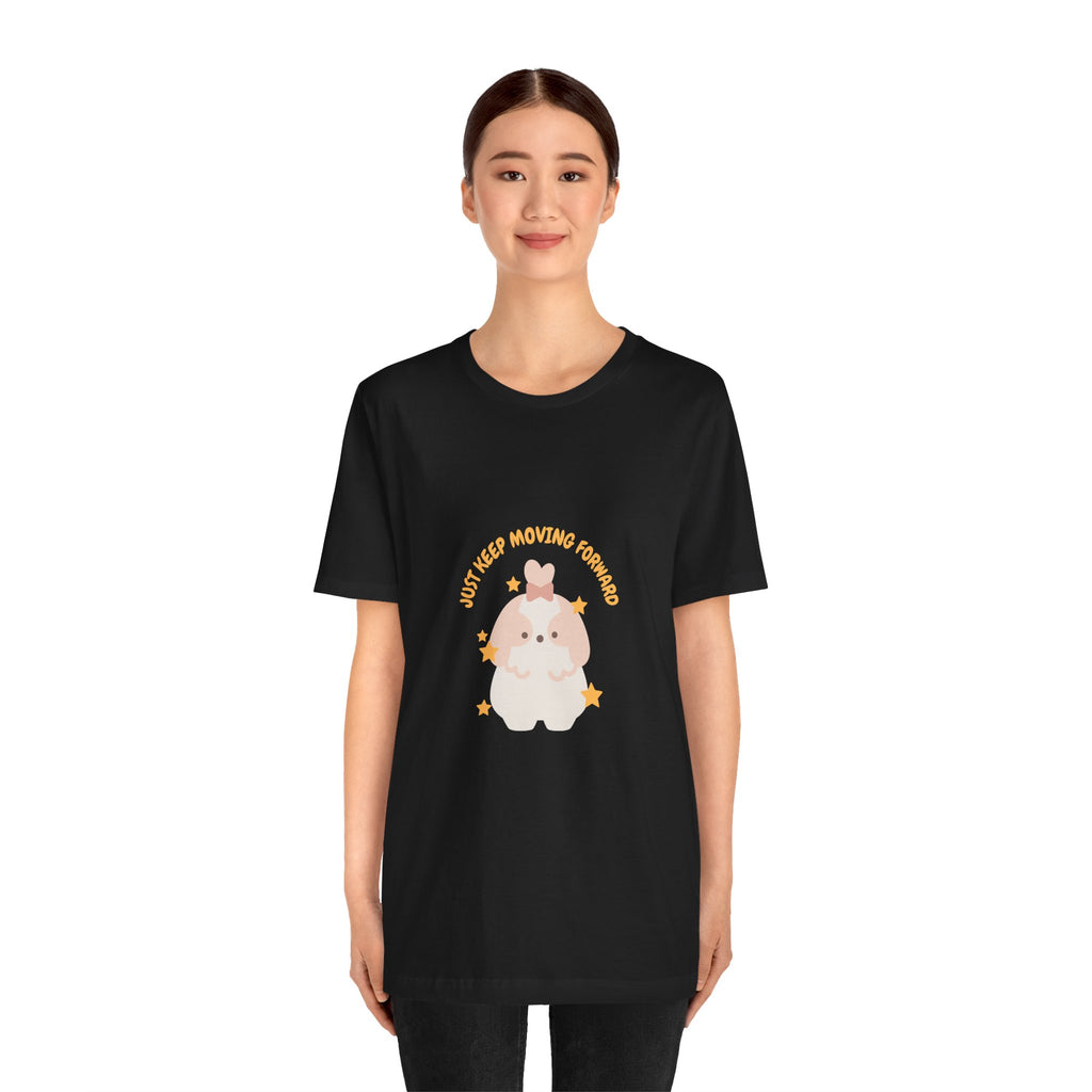Cute Kawaii Bunny Tee — "Just Keep Moving Forward" Graphic T-Shirt