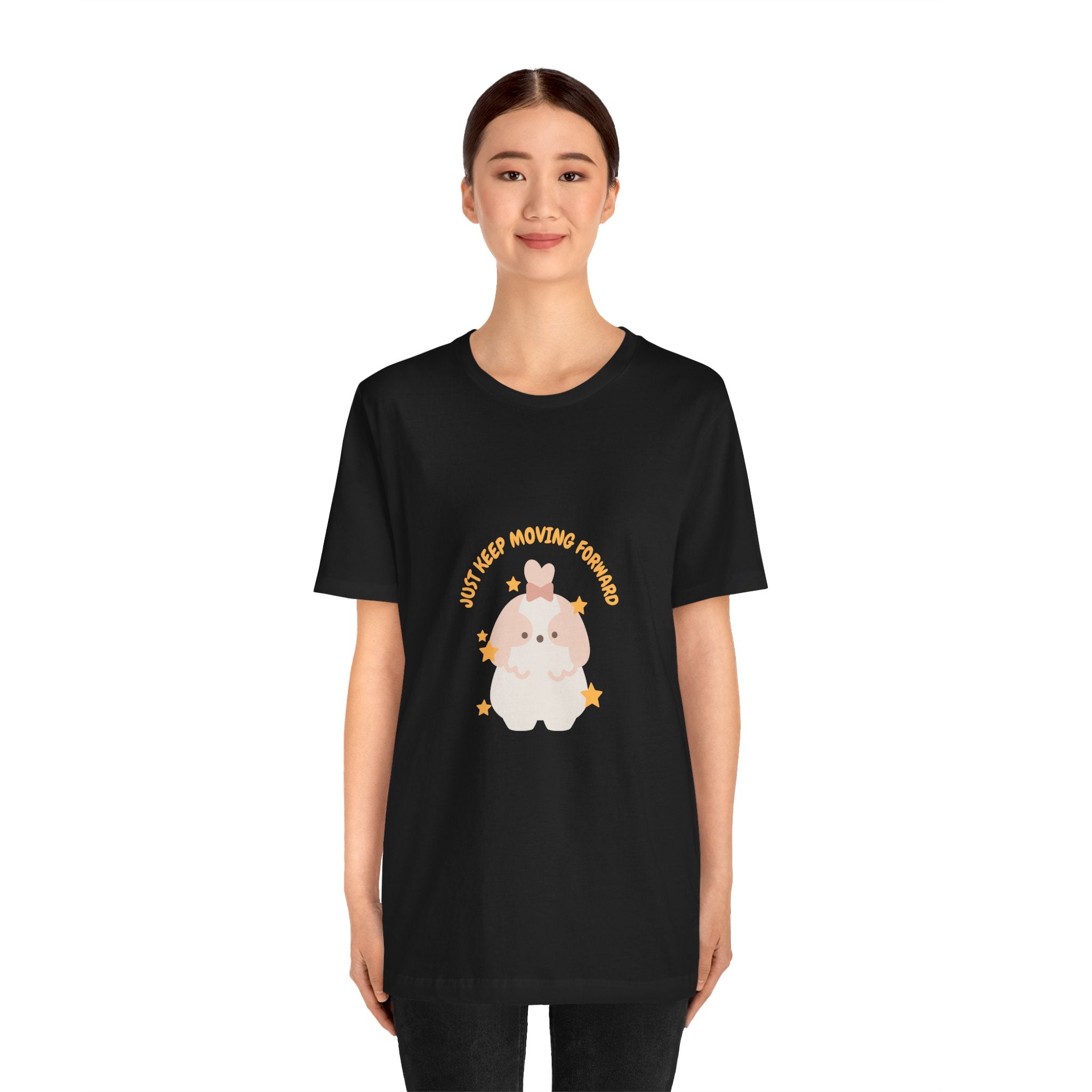 Cute Kawaii Bunny Tee — "Just Keep Moving Forward" Graphic T-Shirt