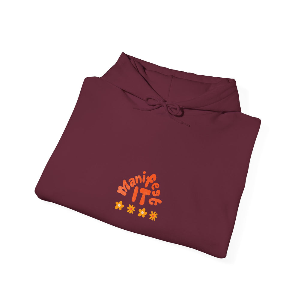 Hoodie — "Manifest It" Small Retro Stars Graphic Pullover