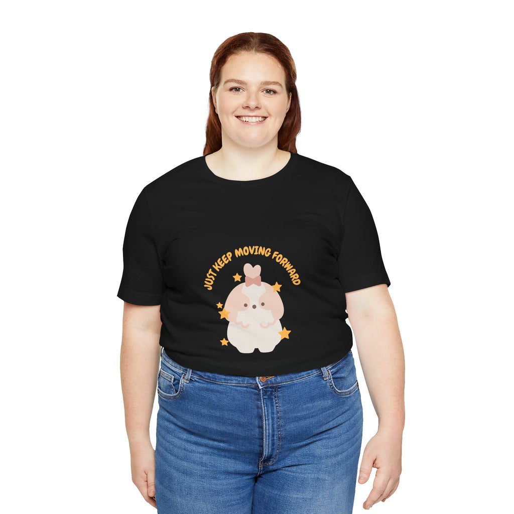 Cute Kawaii Bunny Tee — "Just Keep Moving Forward" Graphic T-Shirt