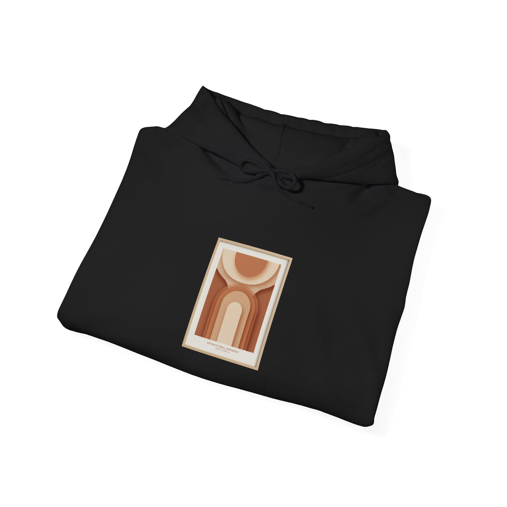 Terracotta Abstract Arch Hoodie | warm neutral shapes, boho arch design