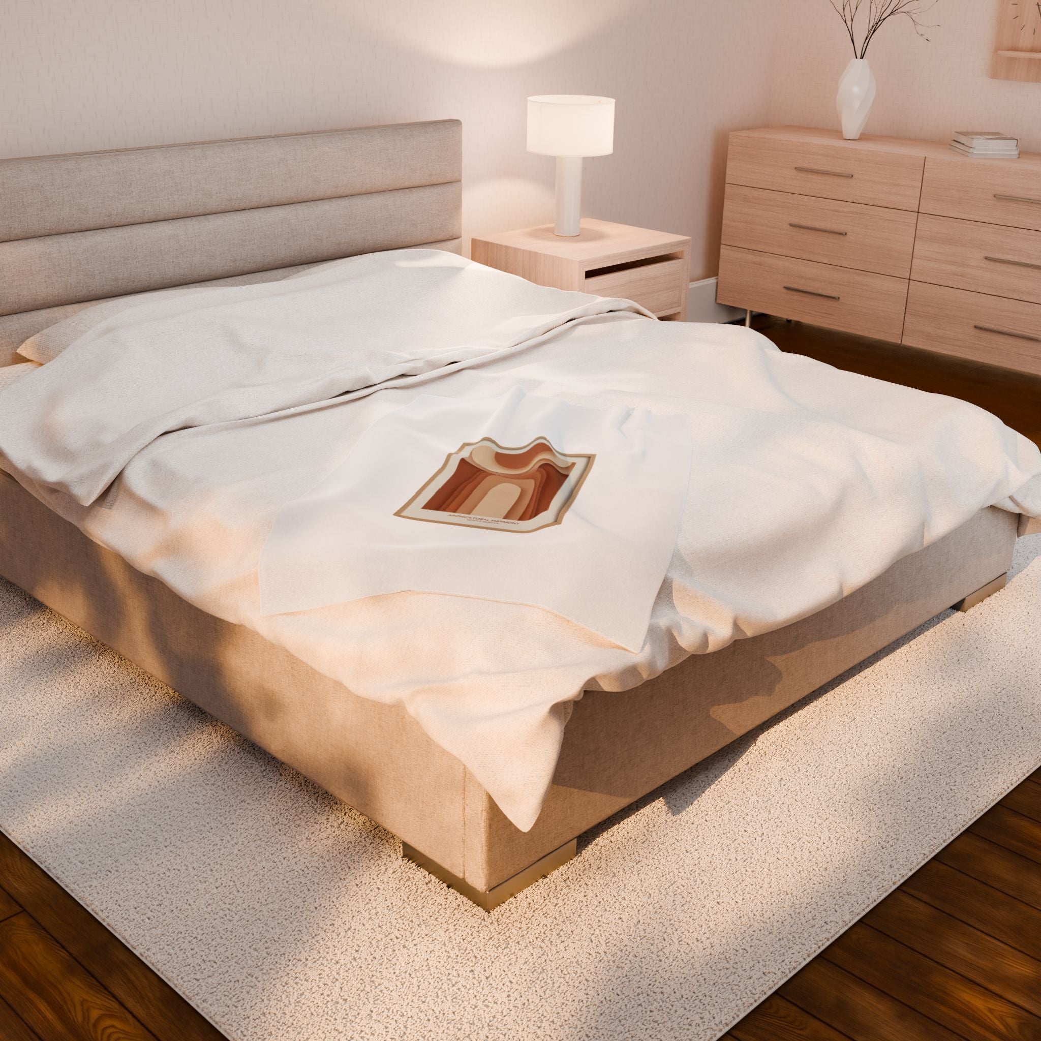 Terracotta Arch Abstract Velveteen Blanket | warm neutral shapes, clay tone decor