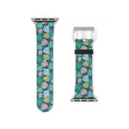 watch band with floral monstera print front details