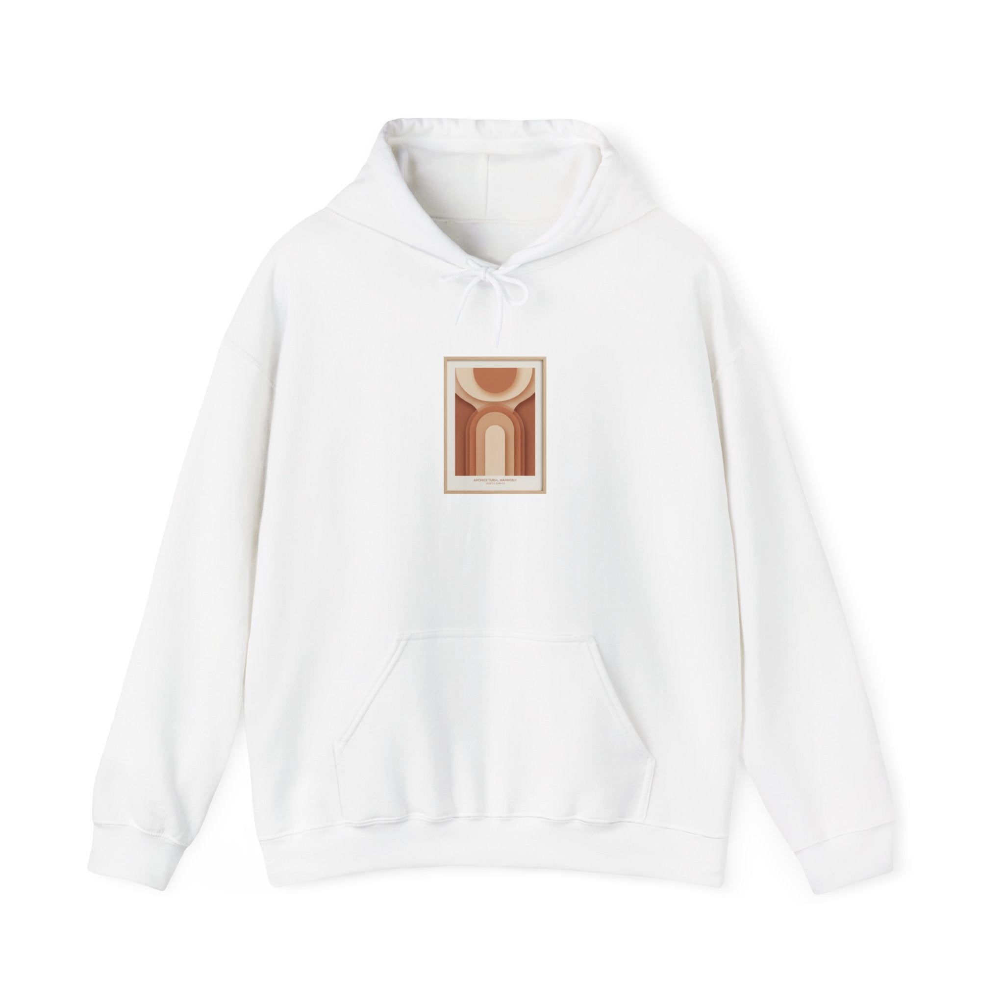 Terracotta Abstract Arch Hoodie | warm neutral shapes, boho arch design