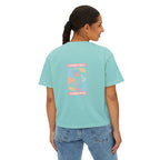 Summer Vibes Boxy Tee – Pastel Abstract Back Graphic
