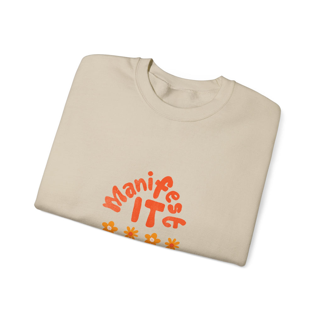 Manifest It Sweatshirt — Retro Flower Graphic Crewneck