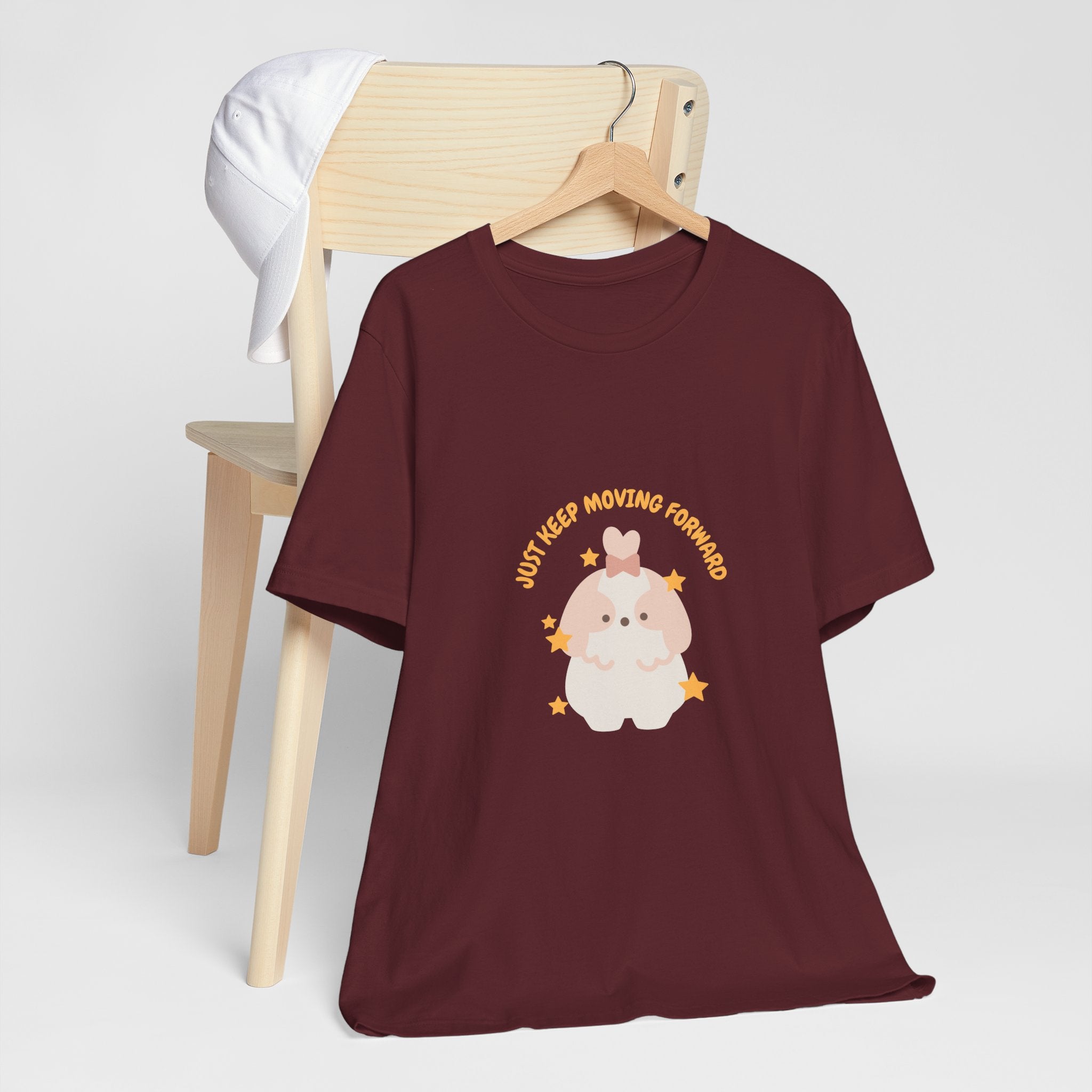 Cute Kawaii Bunny Tee — "Just Keep Moving Forward" Graphic T-Shirt