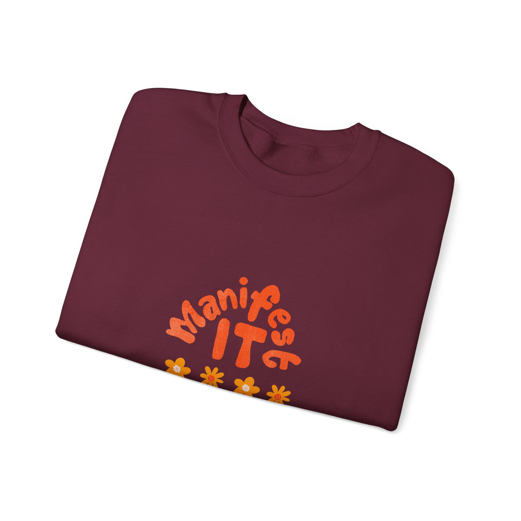 Manifest It Sweatshirt — Retro Flower Graphic Crewneck