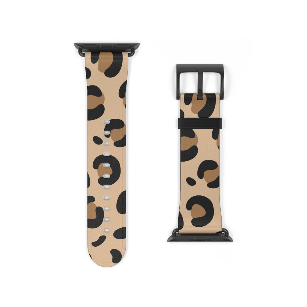 Leopard Print Silicone Watch Band — Beige Animal Pattern Apple/Smartwatch Strap