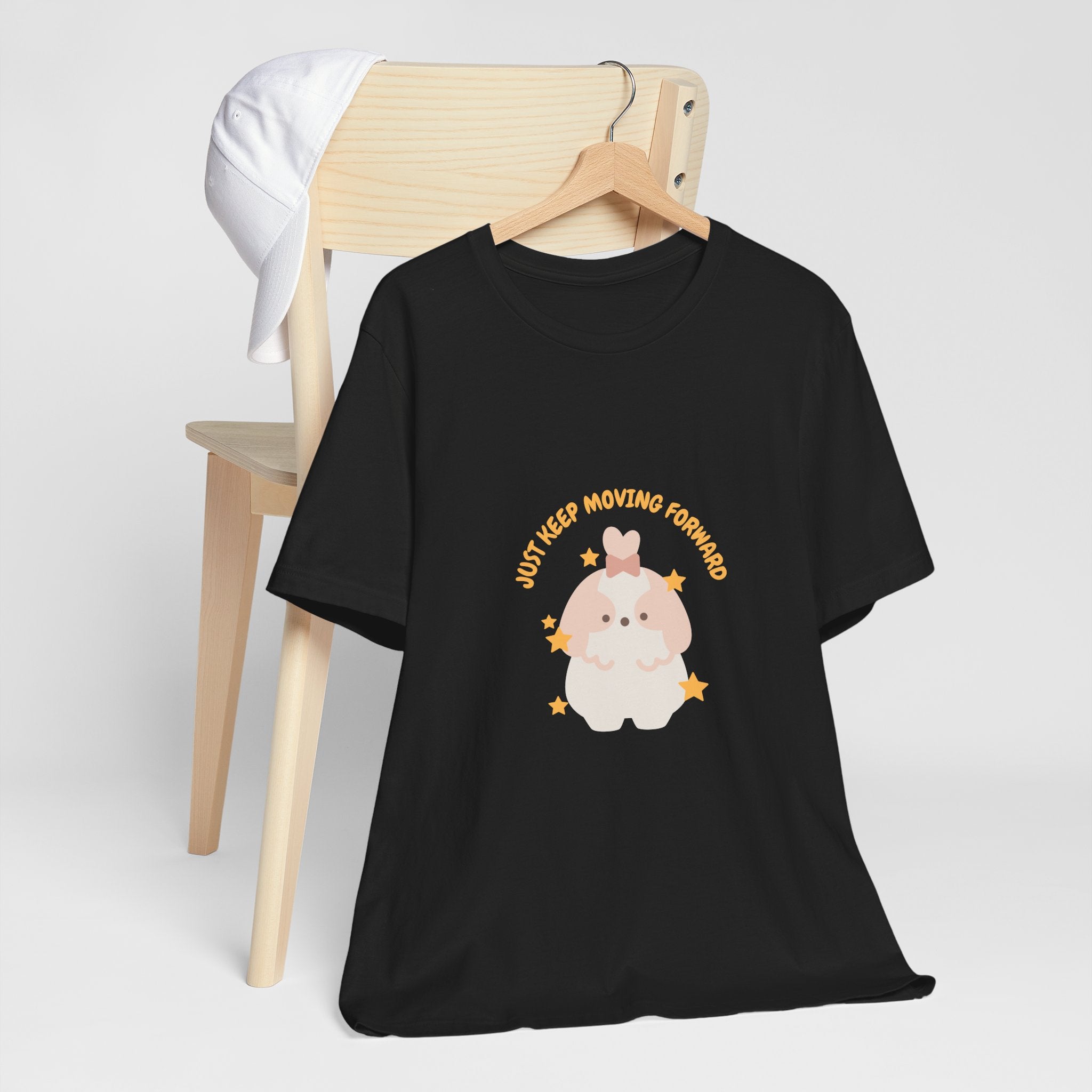 Cute Kawaii Bunny Tee — "Just Keep Moving Forward" Graphic T-Shirt