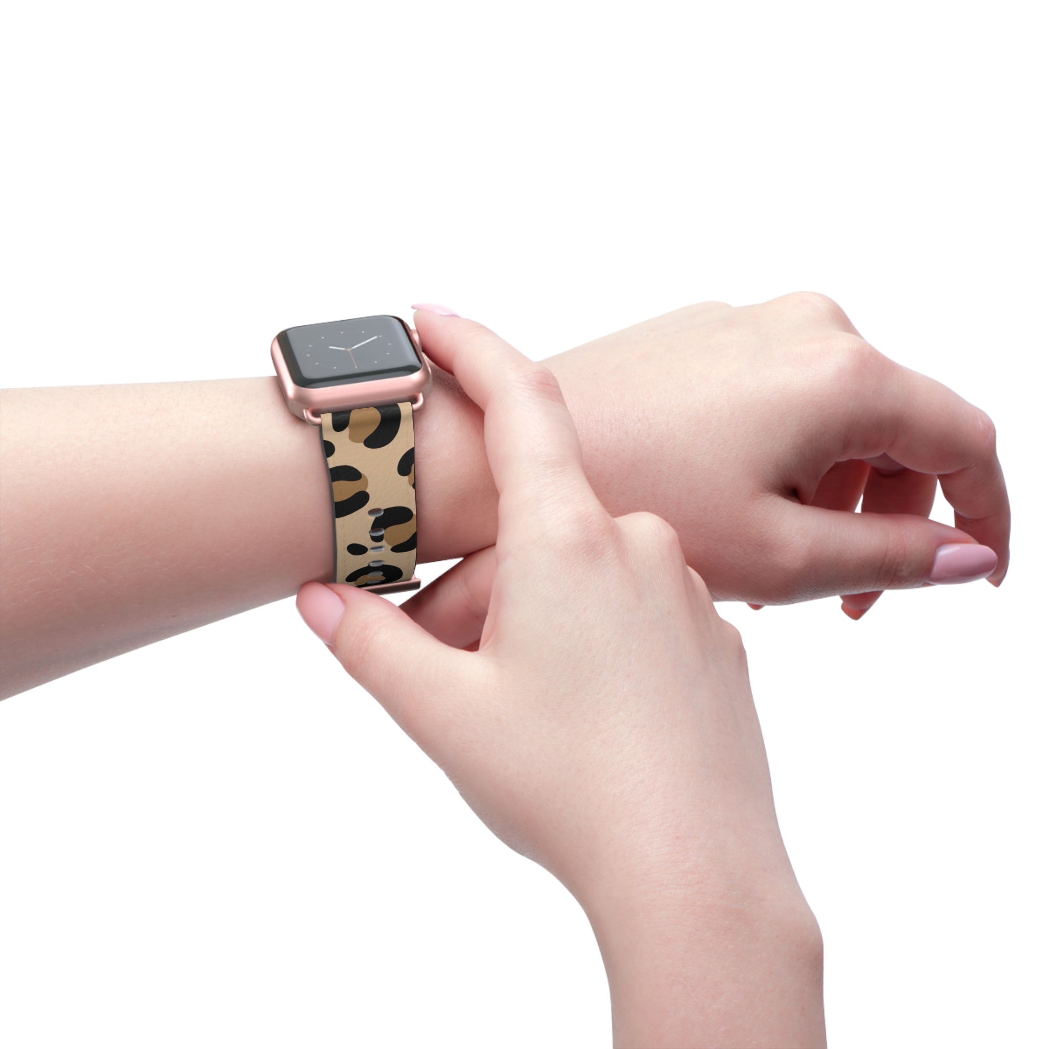 Leopard Print Silicone Watch Band — Beige Animal Pattern Apple/Smartwatch Strap