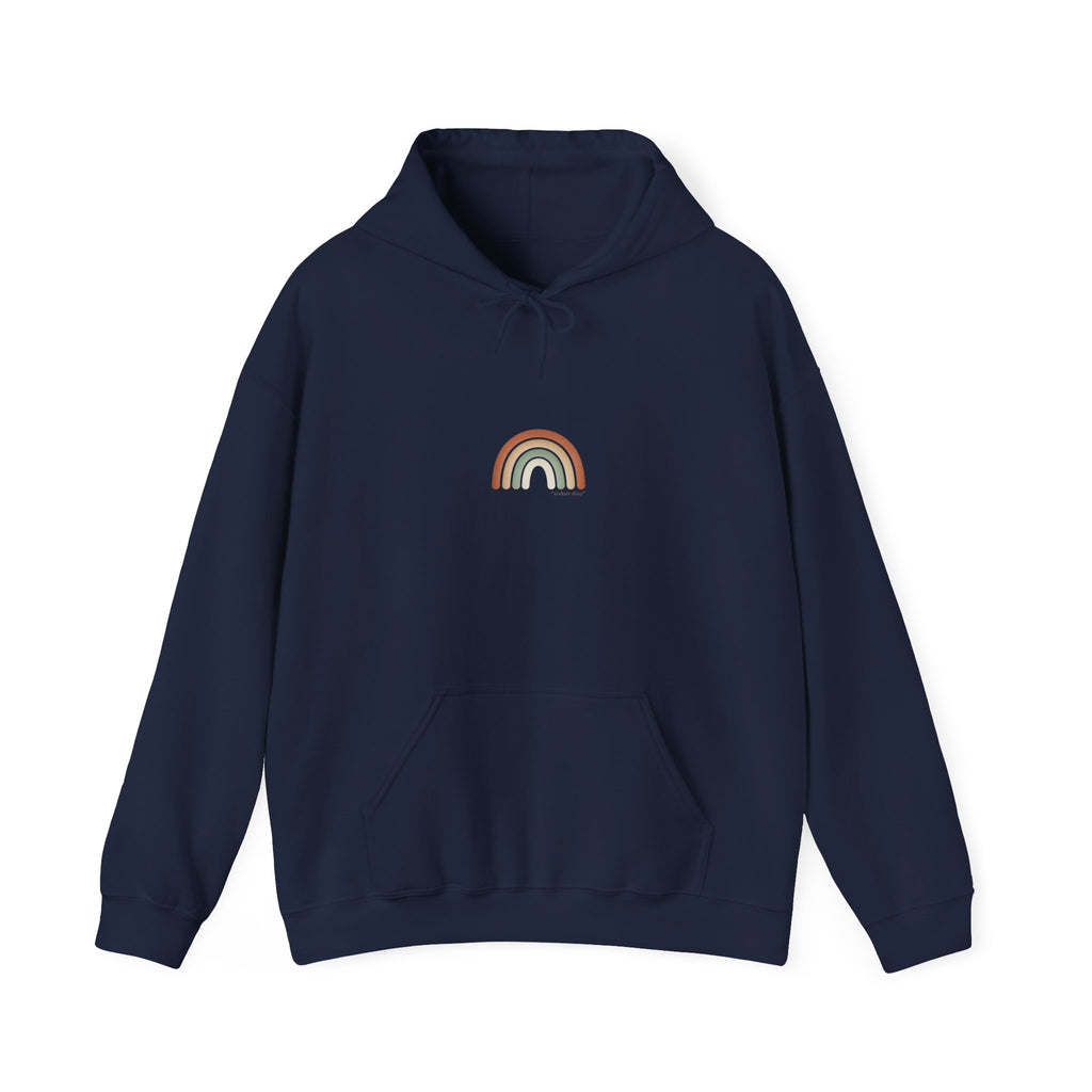 Neutral muted rainbow hoodie | boho rainbow arc, desert arc design