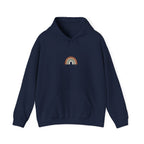 Neutral muted rainbow hoodie | boho rainbow arc, desert arc design