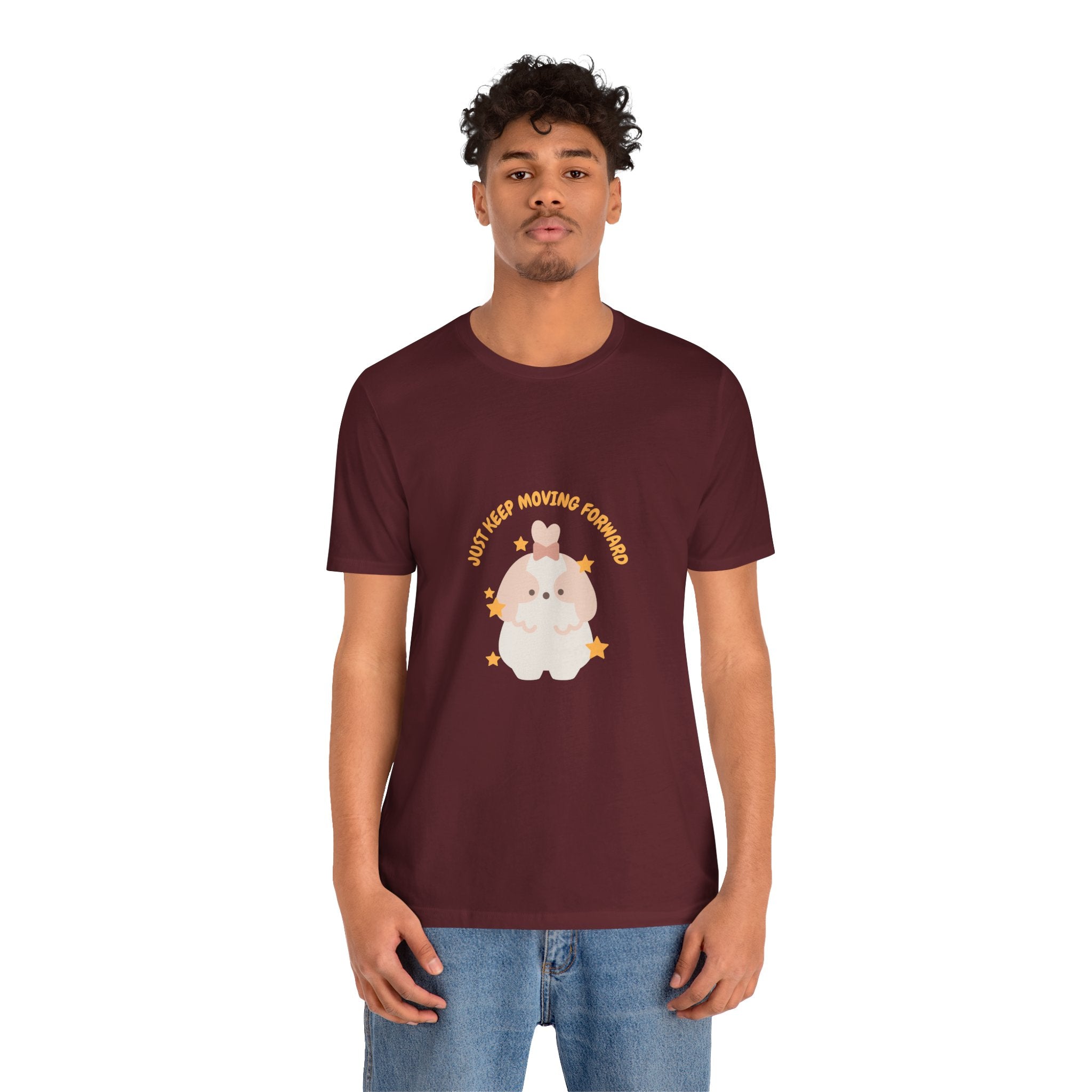 Cute Kawaii Bunny Tee — "Just Keep Moving Forward" Graphic T-Shirt